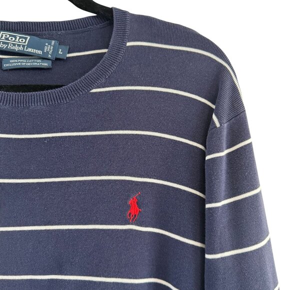 Polo Ralph Lauren Men's Blue Striped Long Sleeve Knitted Sweater Size L - Picture 3 of 7